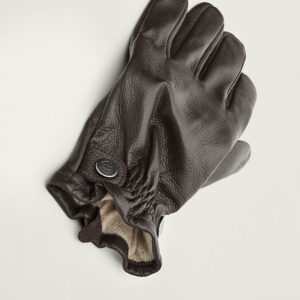 Embossed leather, wool & cashmere gloves