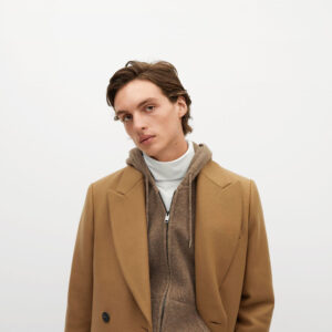 Double-breasted wool tailored coat